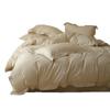 [Xiangling Premium] Conjunto Elegante de Quatro Peças com Lençóis e Capas de Edredom de Algodão e Linho Cor Lisa Casual Tecido Liso Borda Larga com Corda