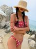 Traje de baño para mujer de alta gama estilo puro deseo bikini floral dividido estilo ins traje de baño sin tirantes para aguas termales