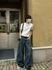 Jeans holgados de estilo callejero americano lavados para hombre y mujer, marca de moda, sensación de alta calidad, casual holgado, pantalones anchos curvos relajados