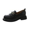 Mocassins com Franjas de Couro Bovino de Primeira Camada para Mulheres, Novos Sapatos Casuais da Moda Estilo Britânico