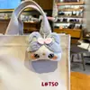 Nuevo llavero de gato Garfield de peluche con lazo, linda muñeca de gato de dibujos animados, colgante para bolso para niñas, pequeño regalo