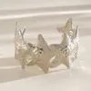 Pulseira Aberta Estrela do Mar Metalizada Plissada Transfronteiriça Europeia e Americana, Pulseira Exquisita da Moda Metálica, Joia Personalizada de Alto Padrão