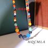 Cadena de Torre de Ágata Calcedonia Vintage Transfronteriza Malquita Collar Multicolor Accesorio de Cheongsam de Alta Gama Cadena para Suéter de Otoño e Invierno