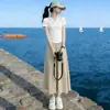 Conjunto de Calça Saia de Algodão Manga Curta Slim Fit Estilo Esportivo Wide-Leg para Mulheres Verão 2026 Conjunto de Duas Peças de Estilo Relaxado de Alta Qualidade para Redução de Idade