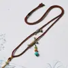 Collar de jade estilo chino moderno con cordón ajustable, collar de jade de una cara con un diseño novedoso