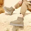 Piel de Oveja y Lana IntegradosBotas de Nieve Sangpo para Mujer Caña Alta Suela Gruesa Aumentadoras de Altura Punta Redonda Cálidas Suela Gruesa Botas de Lana para Mujer