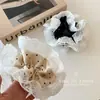 Estilo Japonês e Coreano Ins Preto e Branco Cetim Bolinhas Renda de Fada Renda Anel de Cabelo Intestino Grosso Moda Elegante Gentil Acessórios de Cabelo para o Dia a Dia