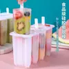 Forma de Sorvete Caseira 4 Cavidades Casa com Tampa Palito de Picolé Gelo Congelado Cubos de Gelo Caixa DIY Bolo de Gelo Bandeja de Cubos de Gelo Caseira