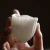 Taza de Té Maestro de Porcelana Blanca con Forma de Flor de Tulipan de Barro de Jade Mate Set de Té de Alta Gama Taza de Degustación con Boca de Flor Transparente Set de Té Kung Fu
