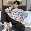 Pijama masculina transfronteiriça primavera e outono xadrez cor sólida variedade de tamanho plus juventude roupa de casa terno manga longa uma geração de cabelo