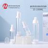 Frasco redondo a vácuo AS transparente com detalhe de veia prateada 15ml-100ml frasco portátil para sub-enchimento frasco de loção protetora solar