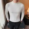 Suéter de Punto para Hombre Moda Otoño e Invierno Marca Ajustado Cuello Medio Interior Nuevo 2024 Camiseta Base de Cuello Medio Alto