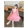 Vestido Estilo Western para Niña Otoño e Invierno 2024 Nuevo Vestido de Princesa para Niña Vestido de Velour Ponte Falda de Otoño e Invierno
