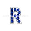 Letras de diamante azul zafiro de 8 mm letras de aleación de pedrería correa DIY con cuentas collar para mascotas tobillera accesorios de joyería