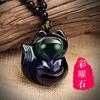 Pingente de Raposa de Obsidiana Pingente de Raposa de Nove Caudas Colar de Homens e Mulheres Cristal Natural Pingente de Joia Raposa Negra