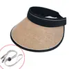 Sombrero de Sol para Mujer con Parte Superior Abierta Plegable Verano Nuevo Sombrero de Sol Sombrero Protector Solar Estilo Extranjero Anti-UV Pegamento Negro Ala Ancha