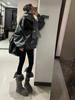 Botas de Nieve Grises Integradas de Piel de Oveja para Mujer 2026 Nuevo Estilo Retro Doble Uso Media Caña Forradas de Borrego Altas hasta la Rodilla Botas de Montar