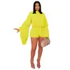 C7432 Moda Transfronteriza Aliexpress Amazon Moda Europea y Americana Moda Femenina Casual Plisado Color Sólido Mono Corto Nuevo