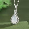 S925 Sterling Silver Natural White Chalcedony Drop Colar Lip Chain High Sense Presente do Dia das Mães para a Mãe