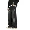 Jeans rectos estilo americano para hombre, engrosados para otoño e invierno, estilo unisex, marca de moda urbana, corte holgado, talla grande, negro
