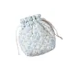 Bolsa de Almacenamiento Ligera Nueva Estampada con Cordón Transfronteriza, Bolsa de Maquillaje Acolchada Estilo Coreano Floral con Cordón de Gran Capacidad