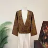 Chaqueta Cardigan Jacquard Estilo Chino Nuevo Zhi Li Otoño Nuevo Top de Cuello V Grande Chaqueta Estilo Chino Nuevo