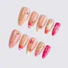 Unhas postiças usáveis transfronteiriças, peças de unha francesinha de cor contrastante com contas de aço doce, unhas postiças amêndoa