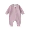 Mono de una pieza con cremallera diagonal, estilo primavera y otoño, mameluco de manga larga para bebé, ropa de estar en casa, body de cuello redondo