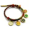 Pulsera de Flor de Durazno de los Cinco Dioses de la Riqueza Estilo Tíbet, Cordón Tejido a Mano Nudo de Flor de Durazno, Pulsera Thangka de Cuerda Multicolor Estilo Étnico