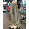 Pantalones anchos de lunares azul marino con cordón para mujer, otoño 2026 nuevos de cintura alta adelgazantes para yoga fitness casuales deportivos