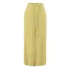 Falda de punto gris para mujer con cintura elástica, ajustada a la cadera, corte recto, holgada, casual, falda larga/falda midi versátil