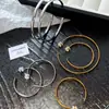 Pendientes de Aro Grandes Lisos Dorados y Plateados Estilo Europeo y Americano con Pasador de Plata de Ley S925 para Mujer, Joyería al por Mayor de Círculo Atmosférico de Lujo Ligero