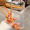 Capa de Celular Apple Transparente Colorida Sólida Duas em Uma Tendência Ip14/15 com Cordão