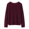Ligero, suave y flexible~75% cachemira, 25% seda de morera, cuello redondo, holgado, suéter sin costuras, prêt-à-porter de primera línea para mujer, elegante y moderno