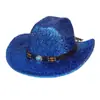 Nuevo sombrero de vaquero western dorado para mujer, sombrero de lana para escenario, sombrero de comercio exterior, sombrero de fiesta para hombres y mujeres, sombrero festivo transfronterizo al por mayor