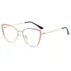 Marco de gafas de acero inoxidable 803 nuevo anti-luz azul moda ojo de gato dos colores decoración ocular se puede equipar con lente plano para miopía