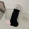Calcetines sin pies de banda ancha estilo Miu para mujer, Calentadores de piernas elegantes con rayas verticales de moda, tela de color liso, Calcetas estilo ballet grises