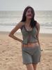 Traje de baño Coreano Ins Lindo Conservador con Abertura para Mujer Estilo Resort de Playa Bikini Pequeño con Falda Dos Piezas