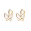Diseño simple de moda, aretes de lujo con hebilla para la oreja con lazo de alto sentido, viento frío de fritilaria, aretes europeos y americanos al por mayor