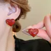 Serie Roja~Aretes de Gota de Aceite en Forma de Corazón, Aretes de Botón Vintage de Lujo Ligero de Gama Alta, Aretes de Moda Otoño e Invierno, Venta al por Mayor de Nicho