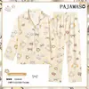 Pijama de Cuadros Imitación Algodón para Mujer, Nuevo Lindo Estilo Ins Perro Pudín de Manga Larga Conjunto de Ropa de Casa Primavera y Otoño 2026