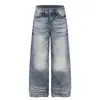 Jeans Rectos Lavados Estilo Retro Americano con Bigotes para Hombre y Mujer, Verano 2026 Nicho Holgados Pierna Ancha Versátiles Pantalones Largos