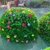 Decoraciones de Cubierta para Plantas Verdes de Exterior, Bolas Artificiales de Plantas Verdes, Decoraciones de Eucalipto, Bolas de Hierba de Milán