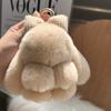 Lindo Moño de Pelo de Conejo Rex Real Llavero Colgante de Conejito para Coche Muñeco de Peluche Colgante para Mochila Escolar