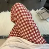 Pantalones de pijama casuales de moda estilo Ins, holgados, tipo perezoso, para el hogar, para mujer, pantalones sencillos a cuadros para caminar que se pueden usar fuera