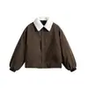 Chaqueta de Lana de Cordero con Solapa, Chaqueta tipo Pan, para Hombre, Invierno Cálido, Algodón, Chaqueta de Trabajo Retro My95409
