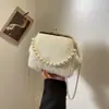 Bolso de Noche con Concha de Felpa Transfronterizo Modelo Nuevo 2026 para Mujer Otoño e Invierno Estampado de Leopardo de Nicho Bolso Cruzado con Cadena de Perlas para Hombro