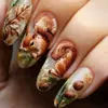 Comércio Exterior Estéreo 3D Relevo Unhas Vestíveis Floresta de Outono Esquilo Manicure Unhas 24 Peças Europeu e Americano Mais Vendido Unhas Postiças