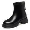 Botas da Moda para Mulheres 2026 Outono e Inverno Novo Estilo Botas de Chaminé Cor Sólida Preto Simples Botas Chelsea Curtas de Solado Grosso Que Não Sufocam Seus Pés