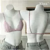 Sujetador de Encaje Transparente de Verano para Mujer, Triángulo Francés, Espalda Bonita, Cierre Frontal, Pecho Pequeño